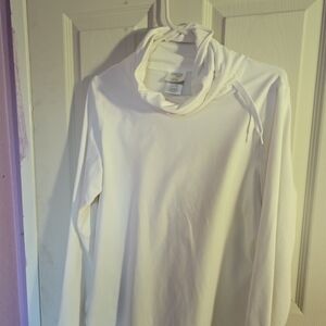 White Cowl Neck Long Sleeve Top